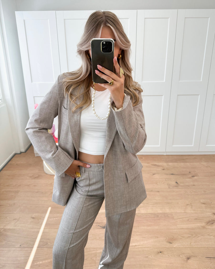 Bruine oversized blazer, pak / suit