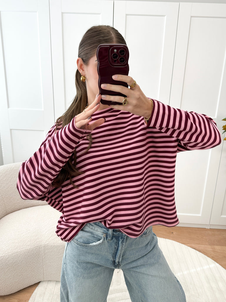 Roze longsleeve shirt met strepen
