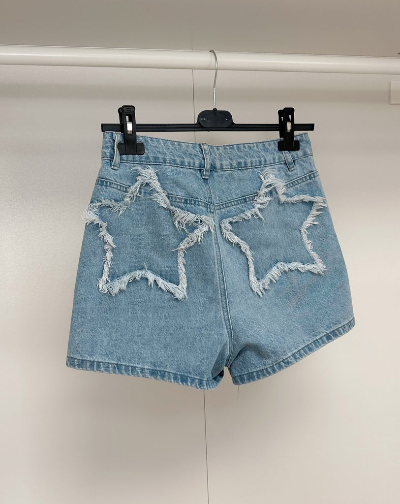Denim kort broekje / shorts met sterren