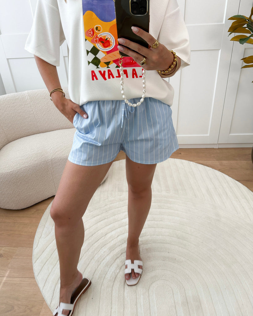 Blauwe gestreepte shorts