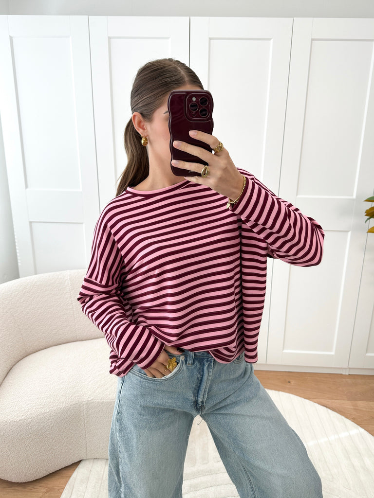 Roze longsleeve shirt met strepen