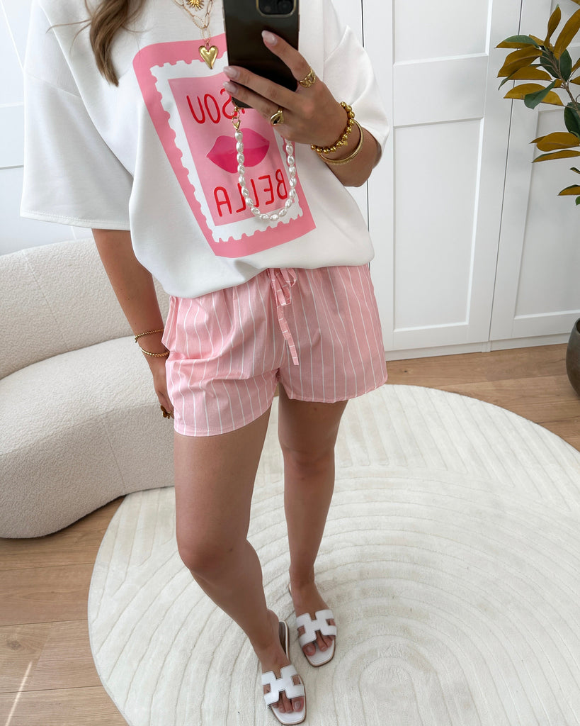 Roze gestreepte shorts