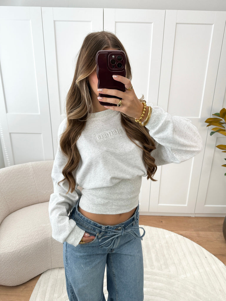 Grijze redefined fittes getailleerde sweater