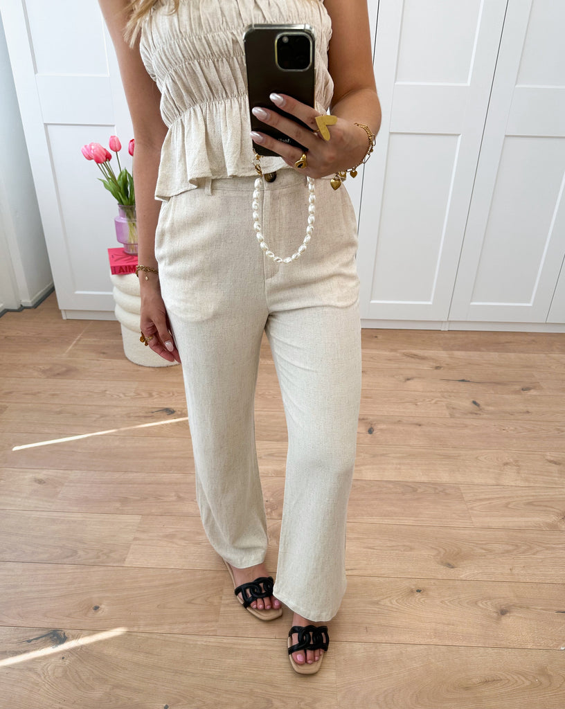 Linnen broek beige