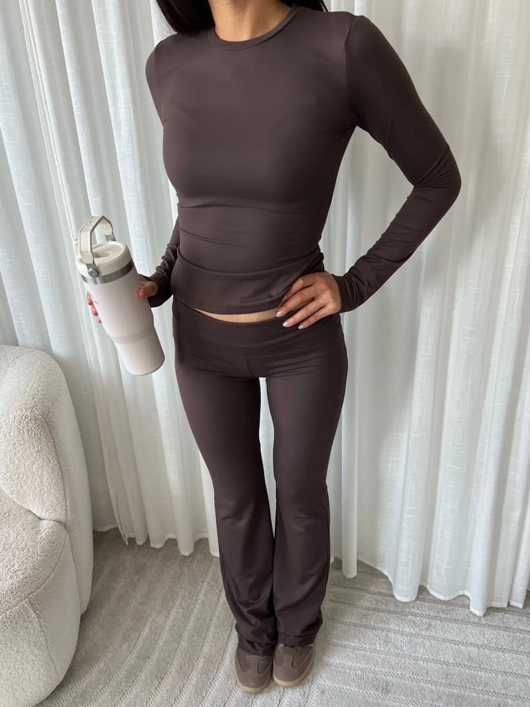 Bruine zachte long sleeve top