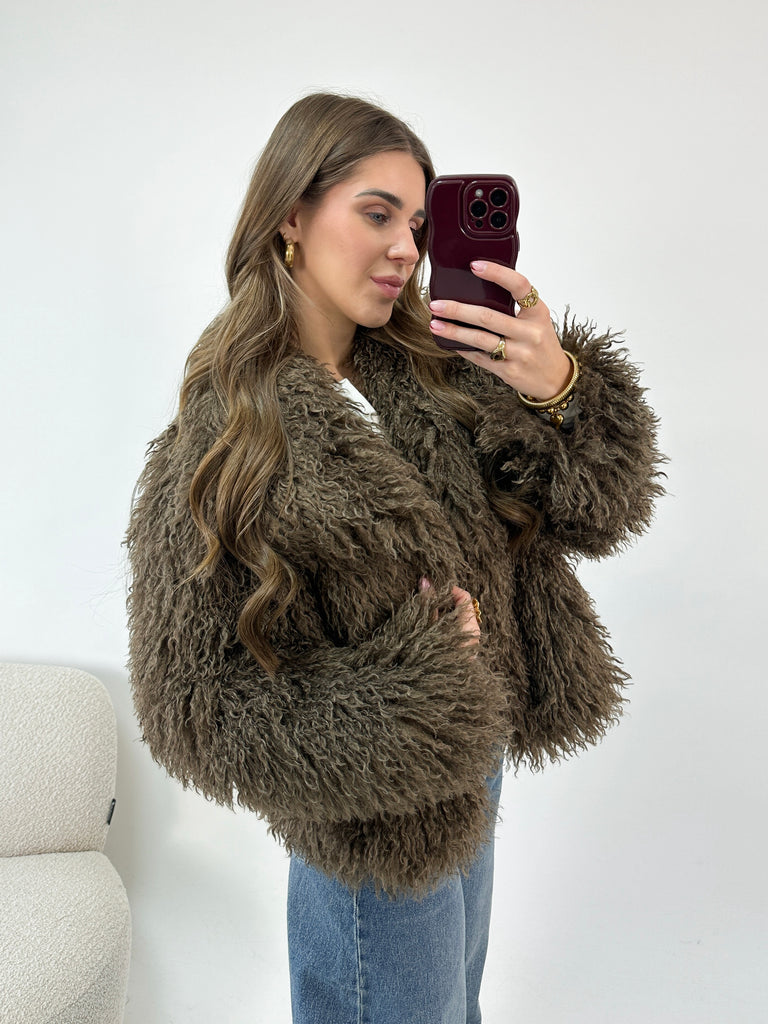 Bruine furry/harig jasje