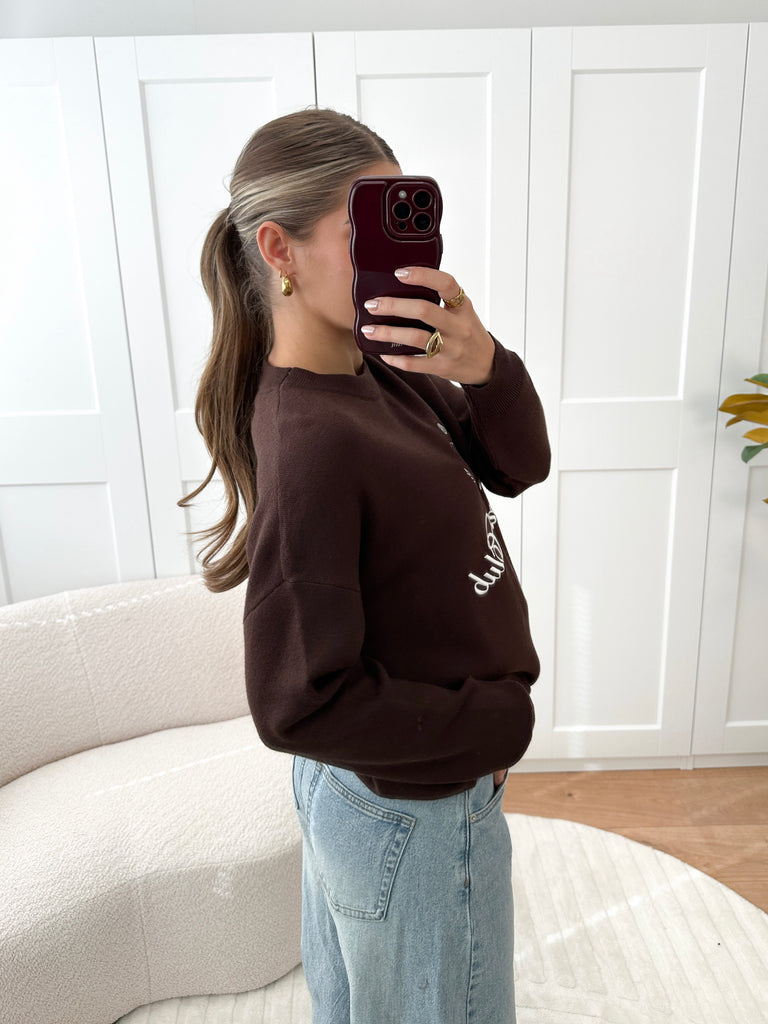 Bruine tennis club sweater