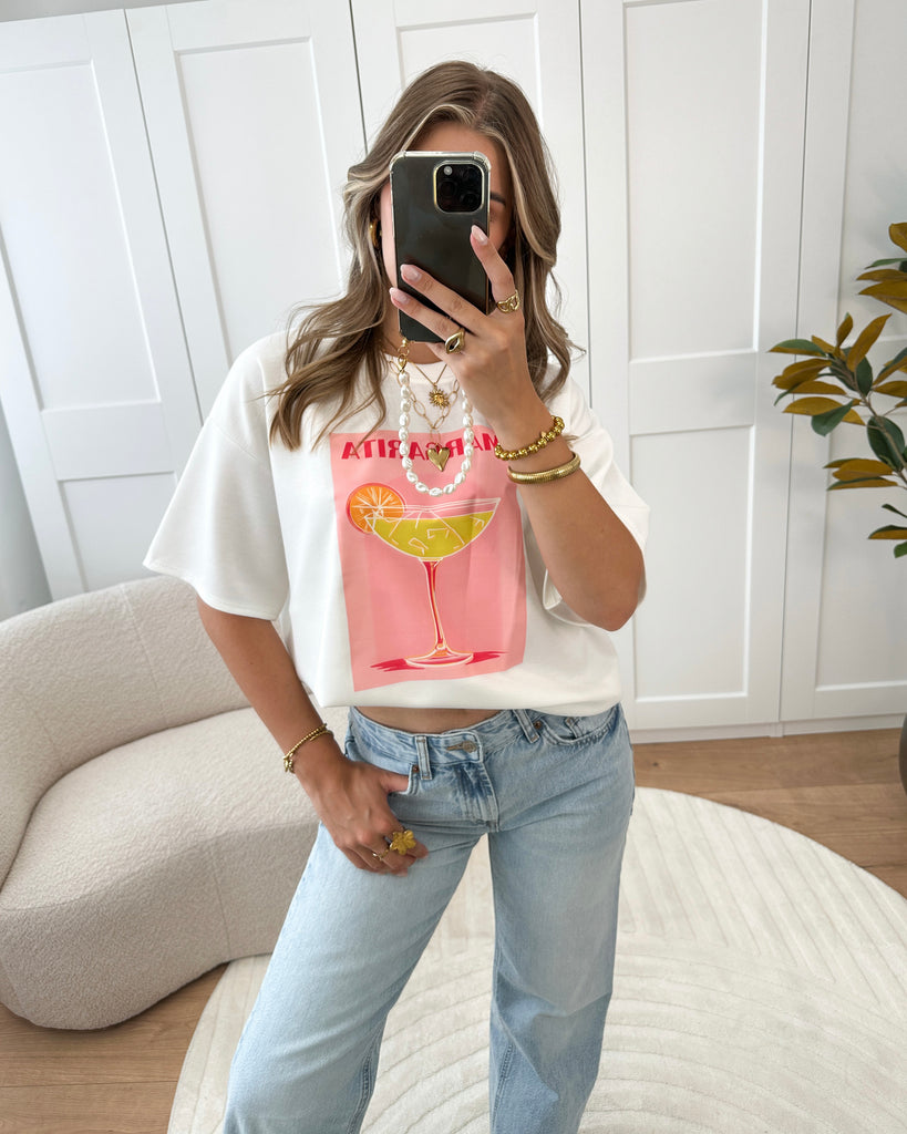 Wit t-shirt met print: margarita